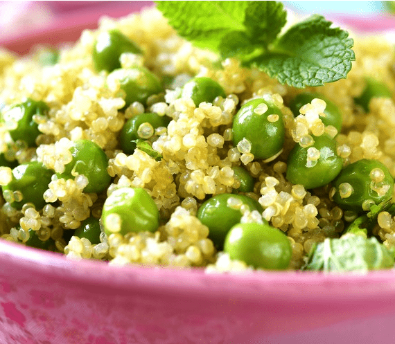 ensalada de quinoa y guisantes en salsa miso